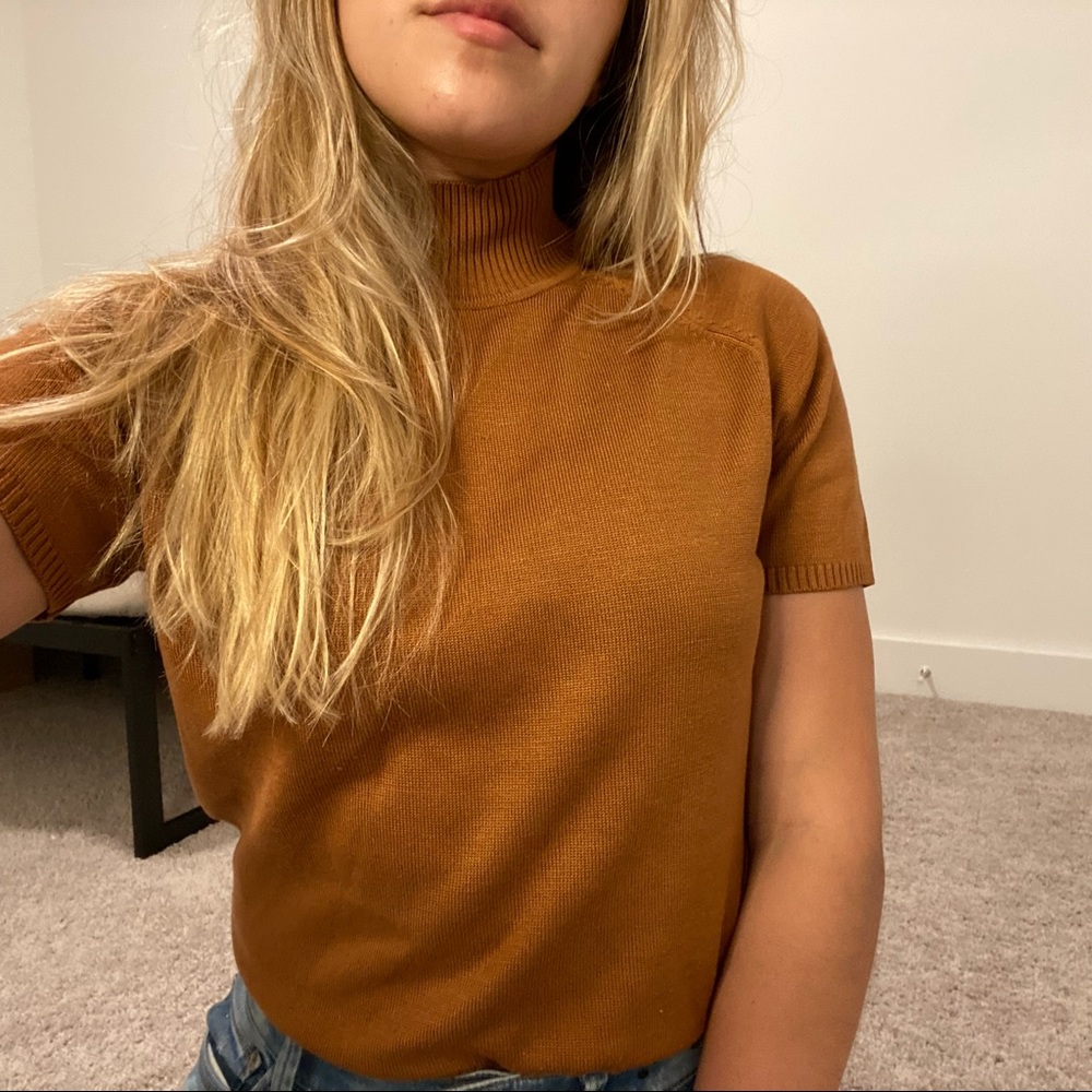 Turtle Neck Talbots Burnt Orange Short Sleeve Top Medium